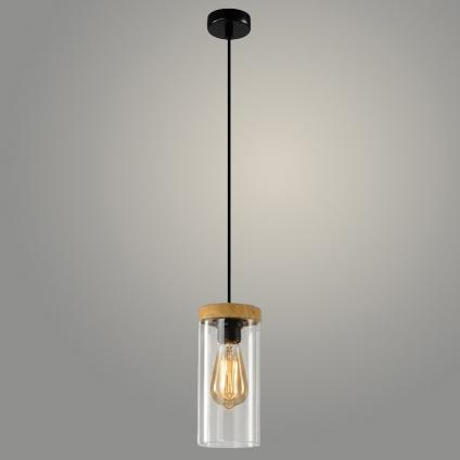 Подвес 24255/1HQ G BK+WOOD черный/дерево 1х40W E27 h1000, 24